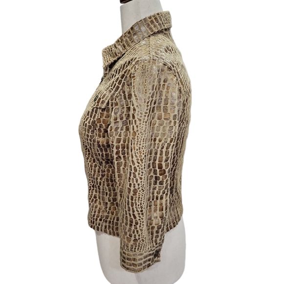 EUC Ruby Rd women's snakeskin animal print zippered cropped jacket blazer, 10P - Picture 4 of 4